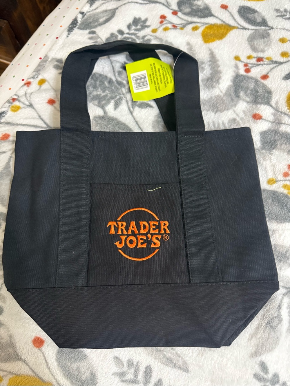 Trader Joe's Black Canvas Tote with Orange Logo
